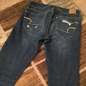 American Eagle Dark Wash Distressed Jeggings